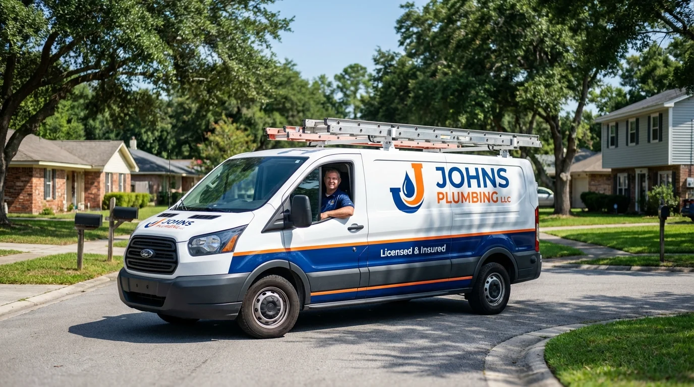 Johns Plumbing LLC service van in Homer City, PA