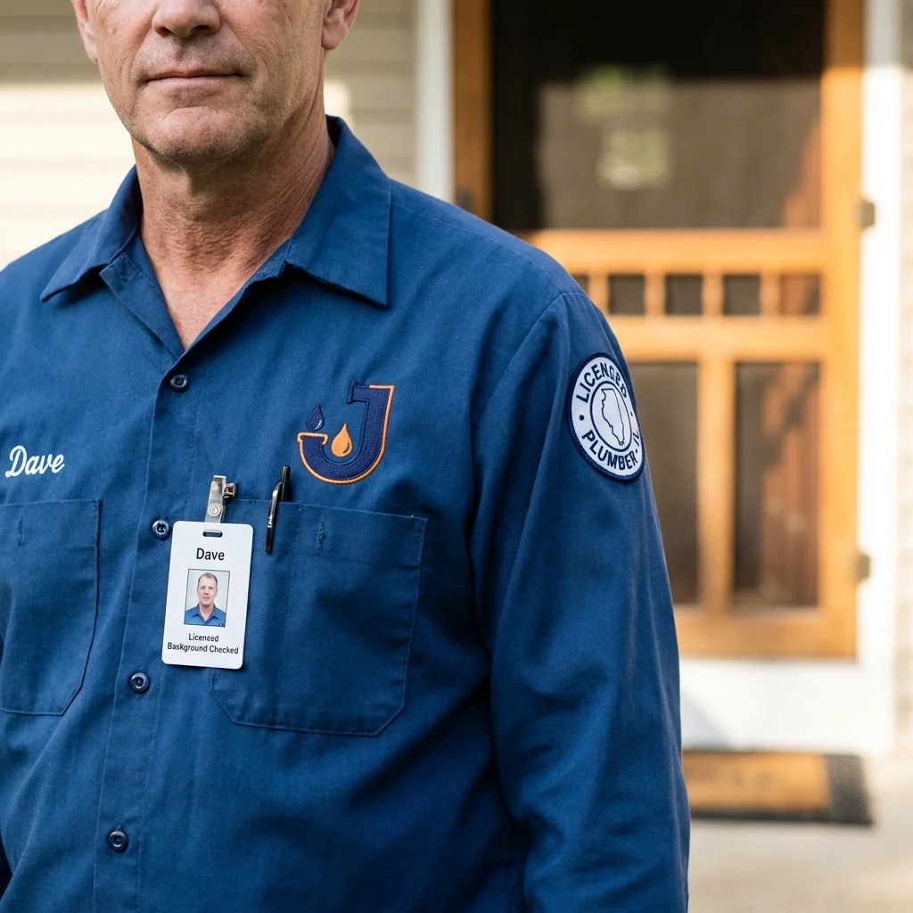 Licensed plumber showing ID badge in Homer City, PA