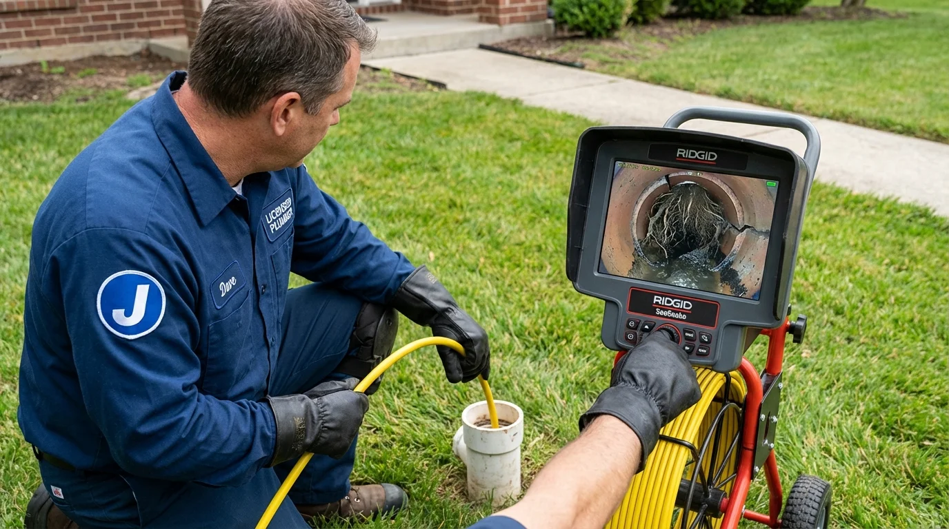 Sewer camera inspection being performed by Johns Plumbing LLC in Homer City
