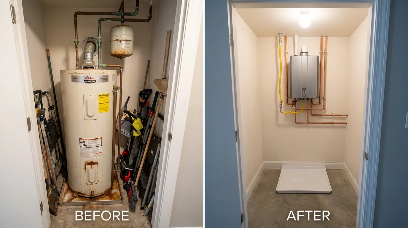 Tank water heater versus wall-mounted tankless unit comparison for Homer City, PA homeowners